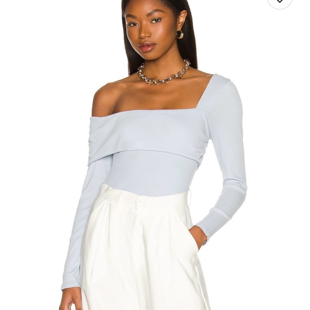 Lovers + Friends Light Blue Asymmetrical Bodysuit